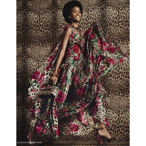 NWT Dolce & Gabbana Rose Leopard Print Silk Chiffon Gown Dress IT 48 - Picture 15 of 16